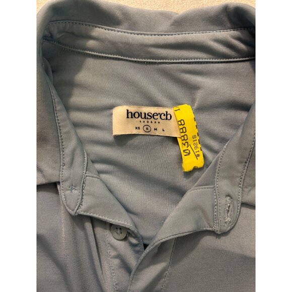 House of CB Deana powder blue jersey asymmetric mini shirt dress Small - Picture 7 of 7